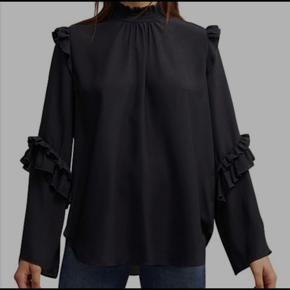 Witchery Black Ruffle Blouse - Picture 2 of 12